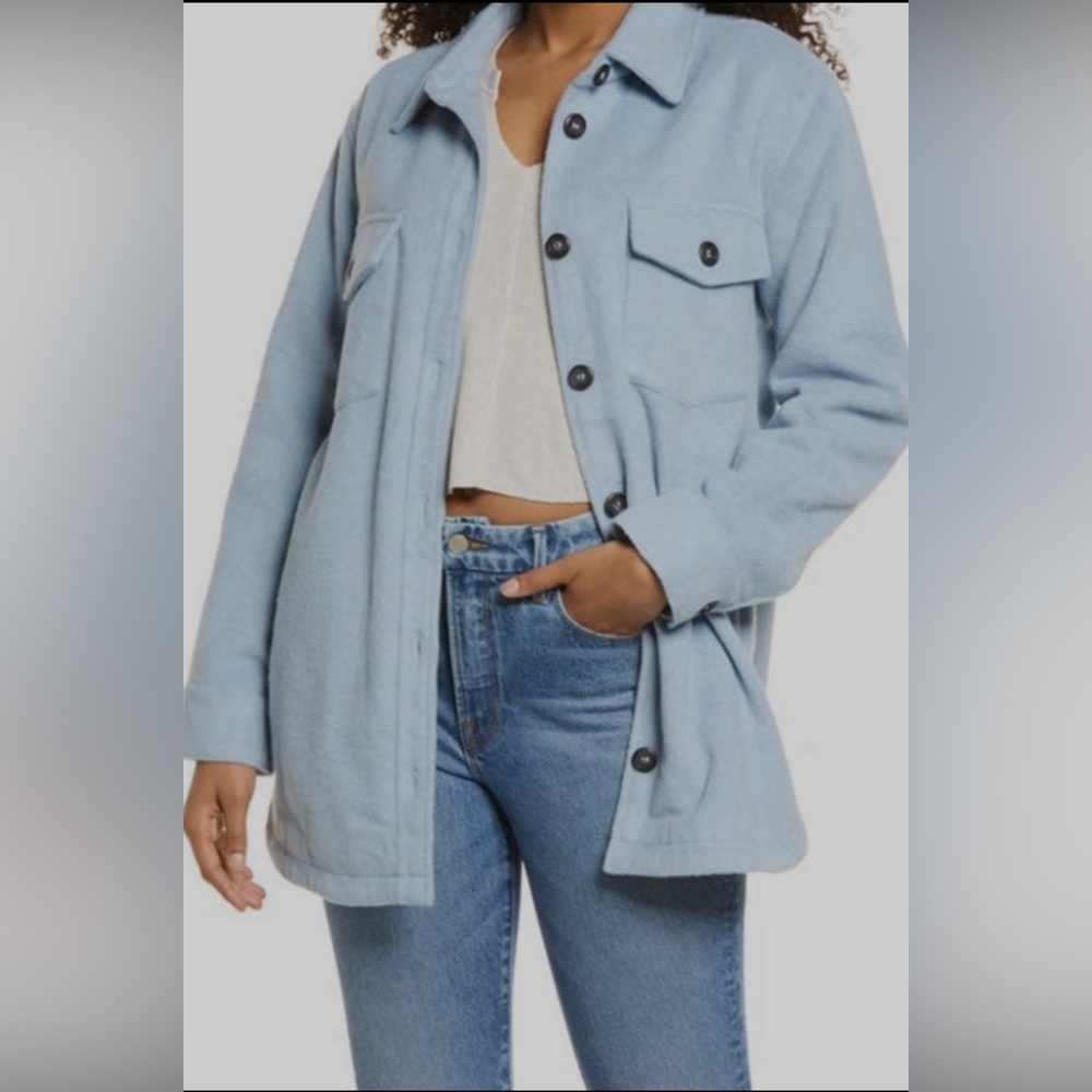 Sky blue thread & supply shirt jacket, size M